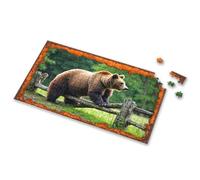 Eurographics Puzzles 1000 pièces Un ours marron debout sur une clôture en bois. Puzzle d'images pour adultes, cadeaux de Pâques pour tout-petits (300 pièces)