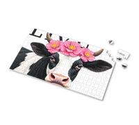 Eurographics Puzzles 1000 pièces Une vache ornée de fleurs roses. Puzzle d'images pour adultes, cadeaux de Pâques pour tout-petits (300 pièces)