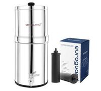 euroguard® - Système de Filtration d’Eau par Gravité en Acier Inoxydable 304 (Argent Brillant, 12L)