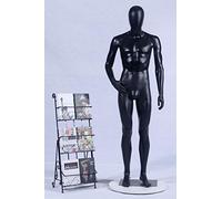 eurohan Écran masculine Mannequin de vitrine Male Mannequin Mannequin de vitrine MC-2black Mat Noir Bras et tête rotatif à 360 °