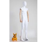 Eurohandisplay Beau mannequin de vitrine abstrait laqué blanc brillant - Bras et doigts en bois réglables à volonté - Plaque de support en acier inoxydable (XM-11B-MB)