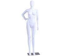 Eurohandisplay FC-11W Mannequin de vitrine pour femme - Blanc mat - Sans visage, bras et tête - Pivotant à 360° - Mannequin de vitrine pour femme