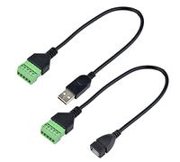 euroharry 2 pièces 30 cm USB 2.0 (1 Prise + 1 Prise) 5 Broches de Connexion à vis bornier vis Protection bornes Adaptateur enfichable