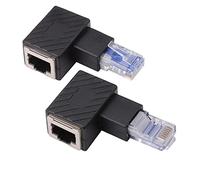 euroharry 2pcs Adaptateur ethernet 90 degrés, Angle Droit + Gauche, Prise RJ45 vers Prise, Adaptateur, blindé, Connexion Patch réseau, Compatible avec Cat5 Cat6