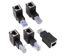 euroharry 5pcs Adaptateur Ethernet 90 degrés, Prise RJ45 à Prise, Adaptateur, blindé, Connexion réseau, Compatible avec Cat5 Cat6