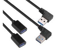 euroharry Adaptateur USB 3.0 coudé à 90° 100 cm 1 m Câble d'extension coudé gauche + droite (fiche A vers prise A)