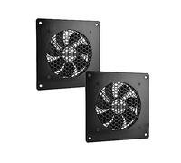euroharry Lot de 2 ventilateurs USB 120 mm avec 3 vitesses réglables 5 V/0,3 A, avec cadre en aluminium brossé noir moderne, pour home cinéma, armoire AV (120 x 120 x 25 mm)