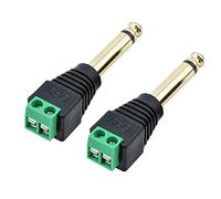 euroharry Prise de borne à vis 1/4 Pouce TS Prise mâle 6.35mm à bornier à vis sans Soudure (2, Noir)