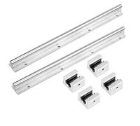 Euroharry Roulement linéaire et rail de support SBR20-2 pièces SBR20-300 mm 20 mm rail de roulement linéaire + 4 blocs SBR20UU pour imprimante 3D et machine CNC., argenté