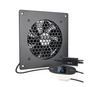 euroharry Ventilateur USB 120 mm, système de ventilateur silencieux contrôlé par la température, ventilateur 5 V avec cadre moderne en aluminium brossé noir pour armoires AV home cinéma
