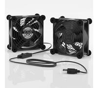 euroharry Ventilateur USB PC 120MM Avec ventilateur USB double ventilateur 5V réglable à 3 vitesses, avec grille métallique Ventilateur de boîtier 2 en 1 pour pc/ordinateur portable