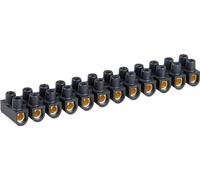 Eur'Ohm - Barrette de connexion 12 plots laiton - 10mm² - 57 A - Noir
