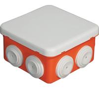 EUR'OHM Boite de dérivation étanche à fond rouge - IP55-960°C - SUM'OHM 80x80x45mm - 7 entrées - Câble gaine et connectique