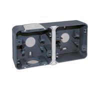 EUR'OHM Boite étanche 2 poste horizontale en saillie - IP55 - OXXO Couleur Gris - Câble gaine et connectique