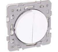 EUR'OHM Interrupteur double va et vient - Blanc - SQUARE RENO avec griffes - Interrupteur et prise