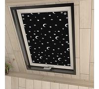 Eurohome Store 100 % occultant pour fenêtre de toit - Sans perçage - Protection solaire - Avec ventouses - Motif lune et étoiles - 60 x 115 cm