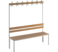 EUROKRAFT | Basic | Banc de vestiaire avec Dossier | Simple Face | Lattes en Bois de hêtre | Longueur 1500 mm