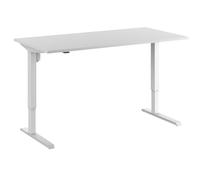 EUROKRAFT | Basic | Bureau Assis-Debout électrique Venla | Droit | l x p 1600 x 800 mm | Gris Clair/Blanc