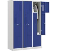 EUROKRAFT | Basic | Vestiaire à Portes en Z Amsterdam | 3 Compartiments | Gris Clair/Bleu Gentiane | Largeur 1185 mm