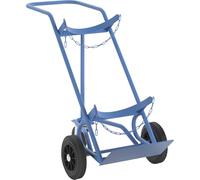 eurokraft | Diable pour bouteilles de gaz/en acier | pour 1 bouteille en acier de Ø max 380 mm | avec roue stabilisatrice | roues à bandage caoutchouc