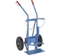 eurokraft | Diable pour bouteilles de gaz/en acier | pour 2 bouteilles en acier de 40/50 l | roues à bandage caoutchouc