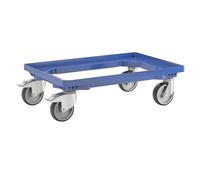 eurokraft | Plateau Roulant Professionnel | 600 x 400 mm | 4 roulettes pivotantes | Dont 2 avec Dispositif de Blocage | Bleu