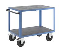 eurokraft | Pro | Chariot de Montage | Force 500 kg | 2 Plateaux en Plastique | Plateau 1050 x 700 mm | châssis Bleu Clair
