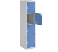 EUROKRAFT | Vestiaire à 4 casiers Alvina | 1 Compartiment | Gris Clair/Bleu Clair | Largeur 400 mm | loqueteau
