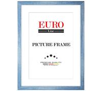 EUROLine Cadre photo en bois 75 x 55 cm Bleu clair avec verre acrylique antireflet pour | Photos | Affiches | Cadre de puzzle