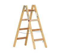 euroline | Escabeau à échelons en Bois | avec Crochet pour Seau | 2 x 4 échelons