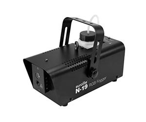 EUROLITE N-19 Machine à fumée LED hybride RVB | Machine à fumée compacte avec 600 W de puissance, éclairage LED, télécommande par câble
