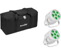 EUROLITE Set 2x LED Silent Par 6 QCL Floor ws + Soft-Bag