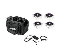 EUROLITE Set 4x AKKU IP Flat Light 1 chrome + Soft-Bag + Charger