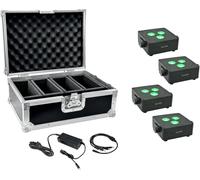 EUROLITE Set 4x AKKU IP Flat Light 3 sw + alimentation de charge + Case