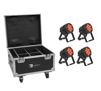EUROLITE Set 4x AKKU IP PAR 7 QCL CRMX MK2 + Case avec fonction de charge (20001007)