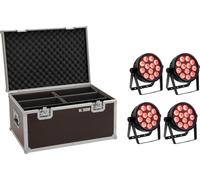 EUROLITE Set 4x LED 7C-12 Silent Slim Spot + Case