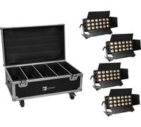 EUROLITE Set 4x LED CLS-18 QCL RGB/WW 18x7W + flightcase avec roulettes