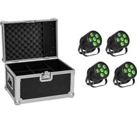EUROLITE Set 4x LED Silent PAR 6 QCL Floor sw + Case