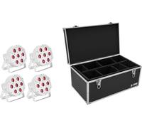 EUROLITE Set 4x LED SLS-7 HCL Floor blanc + Case