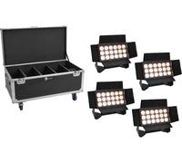 EUROLITE Set 4x Multiflood IP 18x10W RGBW Wash CRMX + Case mit Rollen (20001033)