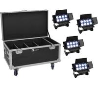 EUROLITE Set 4x Multiflood IP 8x10W RGBW Wash + Case