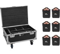 EUROLITE Set 6x AKKU IP TL-3 QCL + Case avec roulettes et fonction de charge