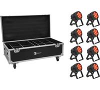 EUROLITE Set 8x AKKU IP PAR 7 QCL CRMX MK2 + Case avec fonction de chargement