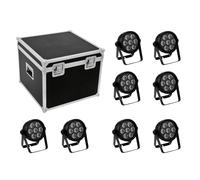 EUROLITE Set 8x LED 7C-7 Silent Slim Spot + Case