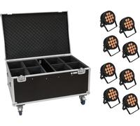 EUROLITE Set 8x LED IP PAR 12x8W QCL Spot + Case avec roulettes