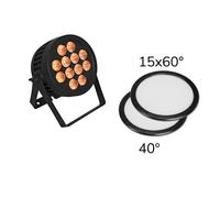 EUROLITE Set LED IP PAR 12x8W QCL Spot + 2x Diffuser cover (15x60° and 40°)
