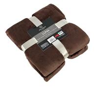 Euromat Couverture Microfibre Flanelle - Plaid Uni Doux et Confortable pour Canapé ou Lit (150x200 cm) (Brun)