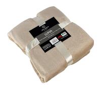 Euromat Couverture Microfibre Flanelle - Plaid Uni Doux et Confortable pour Canapé ou Lit (150x200 cm) (Beige)
