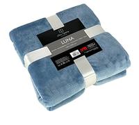 Euromat Couverture Microfibre Flanelle - Plaid Uni Doux et Confortable pour Canapé ou Lit (150x200 cm) (Bleu Clair)