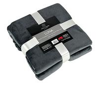 Euromat Couverture Microfibre Flanelle - Plaid Uni Doux et Confortable pour Canapé ou Lit (150x200 cm) (Gris Foncé)